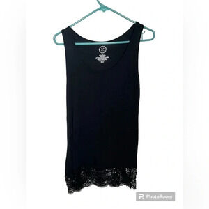 Maurice’s medium tank top in black with bottom lace detail